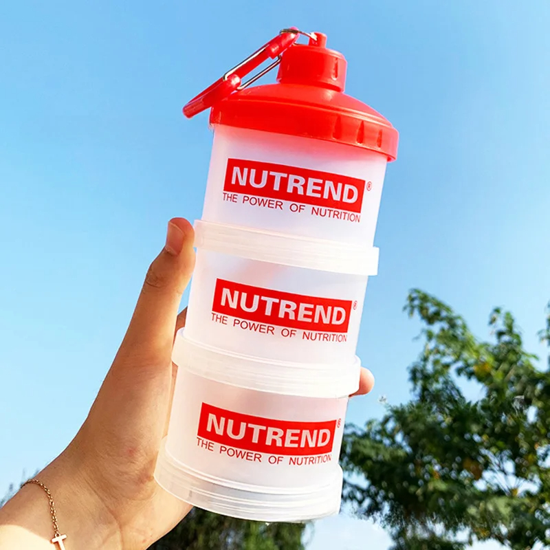Nutrition And Fitness - แบบพกพาผงกล่องช่องทางกล่องแป้งฟิตเนสอาหารเสริมขวด Handle Layered Storage กล่องยาขนมขบเคี้ยว